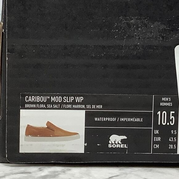 Sorel Size 10.5 Brown Flora/Sea Salt Caribou Mod Slip On Shoes Waterproof BR3-14 - Picture 8 of 10